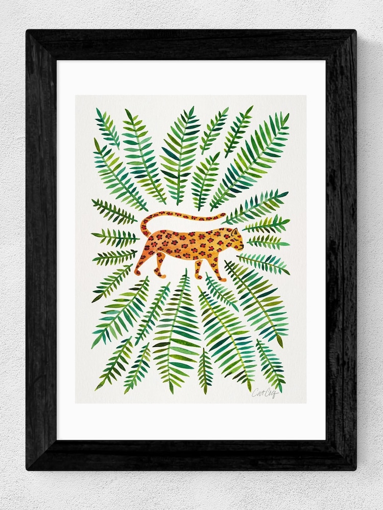 East End Prints Black Green Leaves Jaguar Print - Image 2 of 4 East End Prints Black Green Leaves Jaguar Print - Image 2 of 4