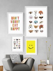East End Prints White Don't Worry Eat Happy Print - Image 2 of 4