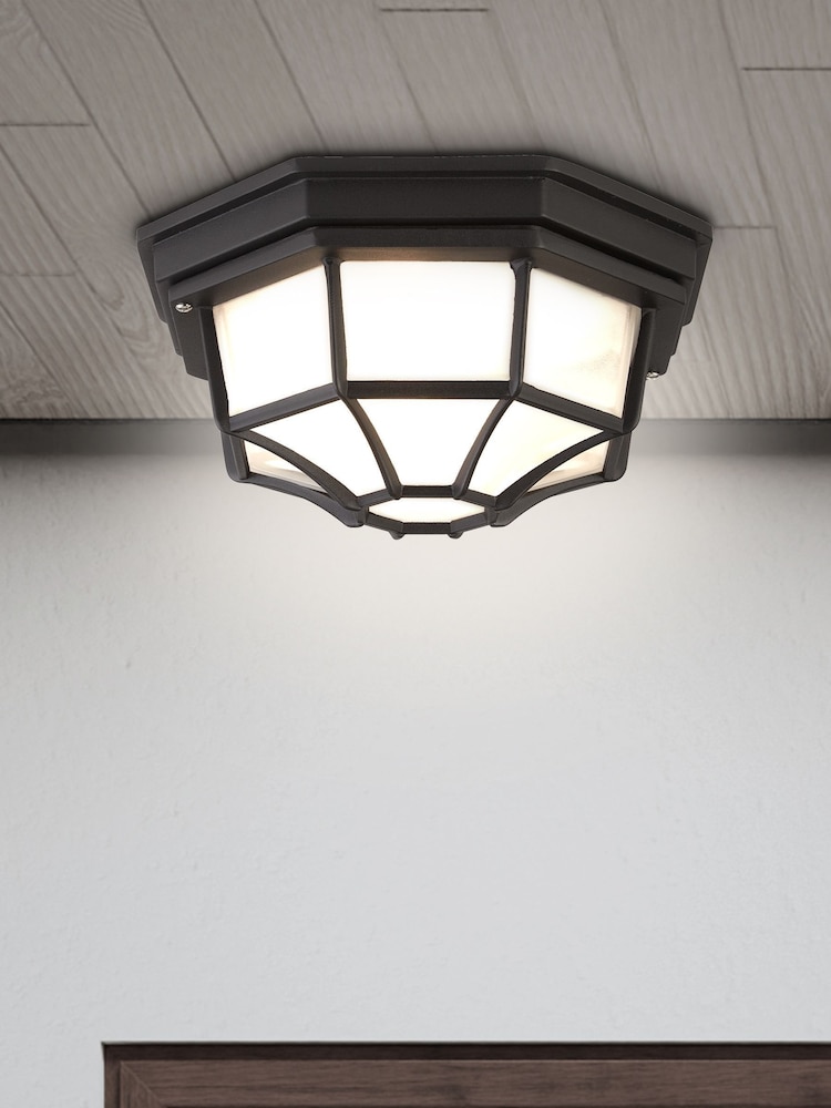 Searchlight Black Delaware Outdoor Flush Ceiling Light - Image 1 of 2