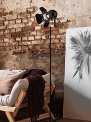 Searchlight Matt Black Drew Floor Lamp - Image 1 of 3