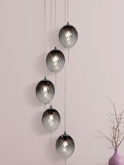 Searchlight Smoked Glass Myra Ombre 5 Light Ceiling Light - Image 1 of 3