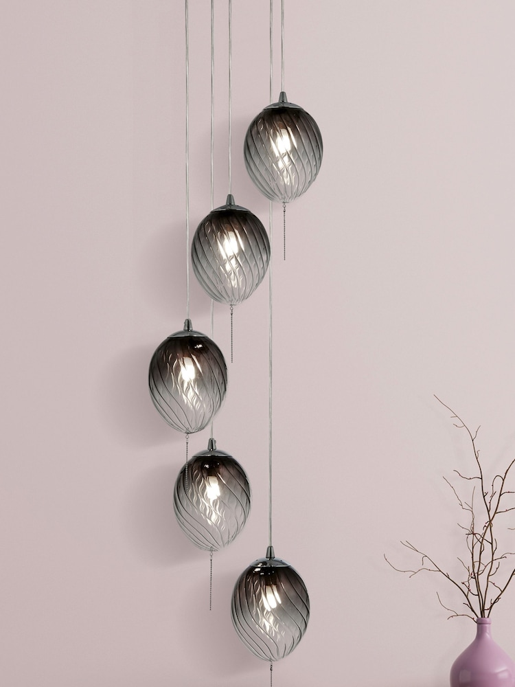 Searchlight Smoked Glass Myra Ombre 5 Light Ceiling Light - Image 1 of 3