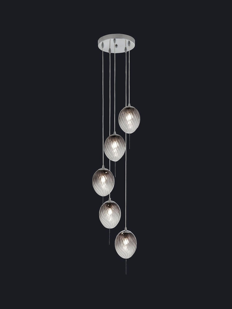 Searchlight Smoked Glass Myra Ombre 5 Light Ceiling Light - Image 2 of 3