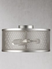 Searchlight Matt Silver Chantilly Flush Ceiling Light - Image 1 of 2