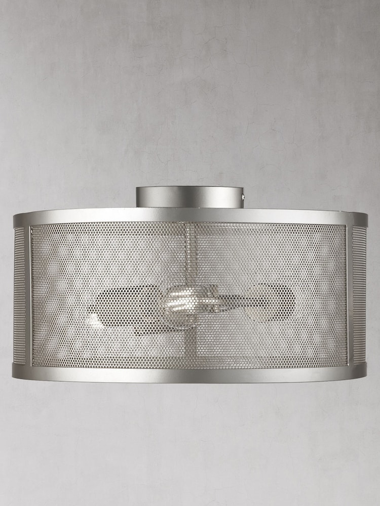 Searchlight Matt Silver Chantilly Flush Ceiling Light - Image 1 of 2