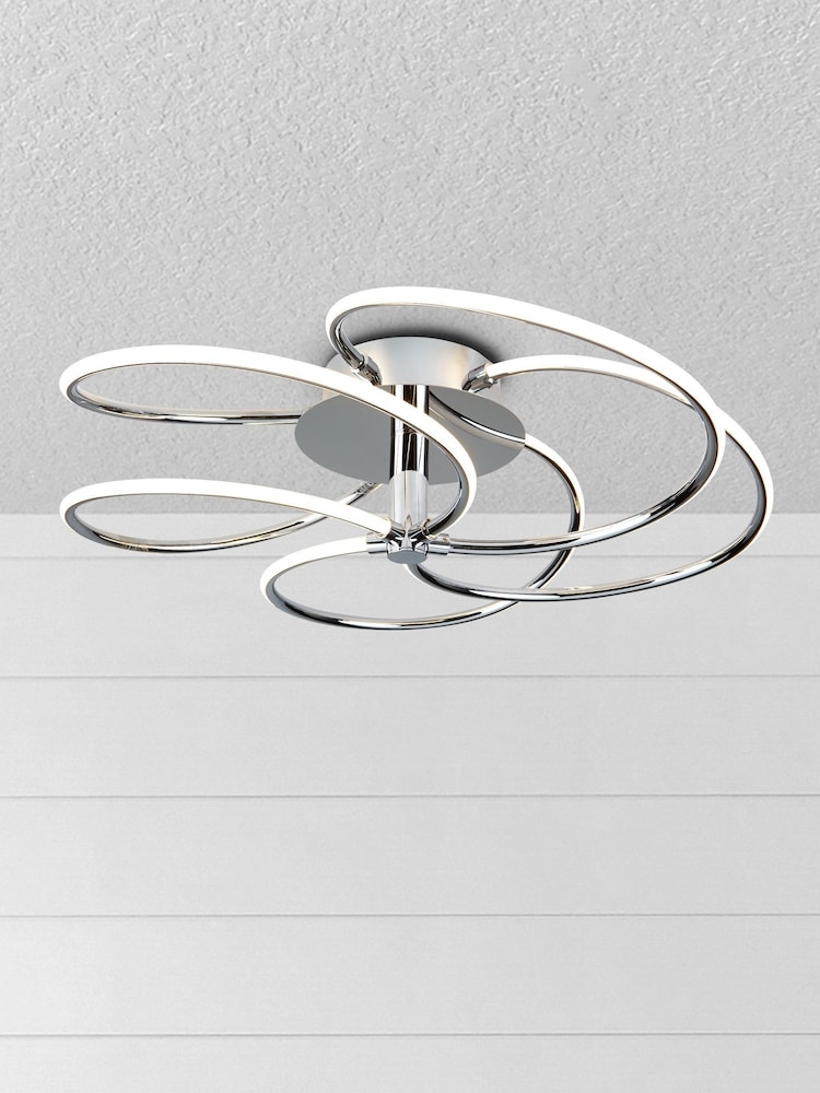 Searchlight Harlan 5 Light Chrome Flush Ceiling Light - Image 1 of 2