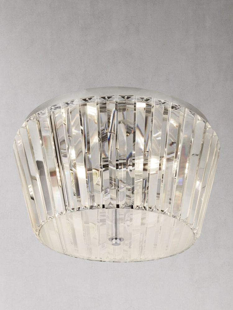Searchlight Alexandria 3 Light Chrome & Crystal Flush Ceiling Light - Image 1 of 2