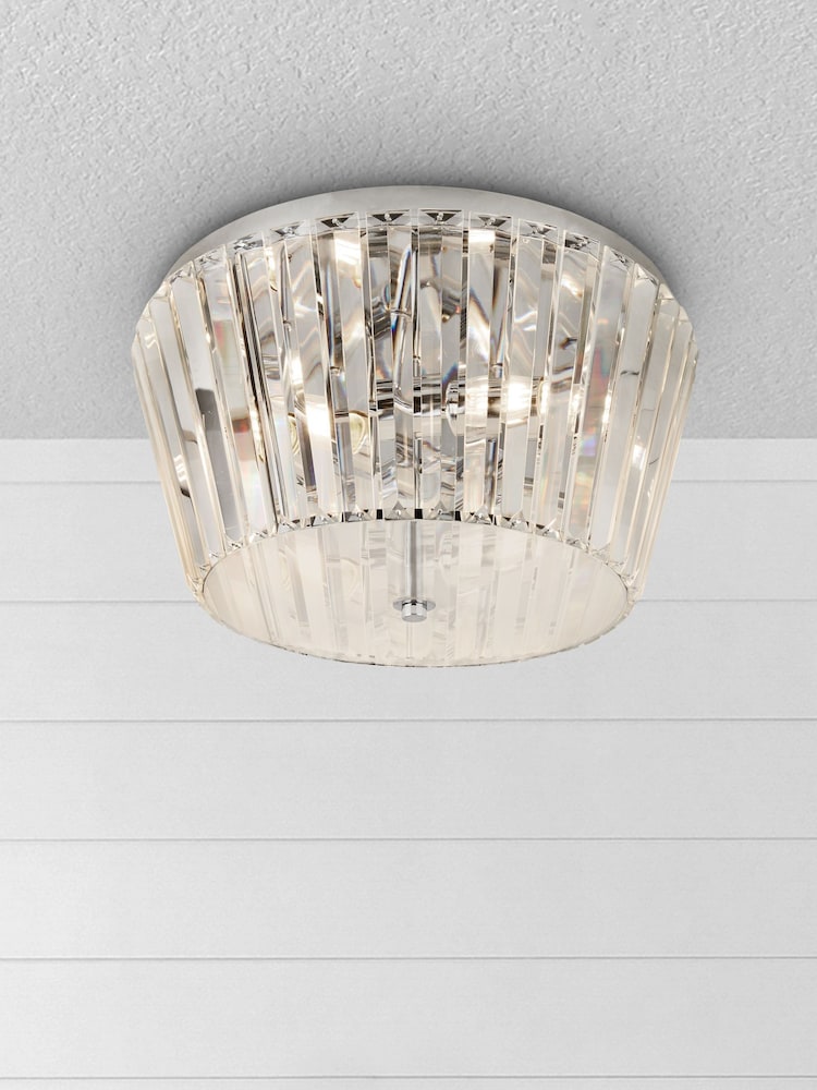 Searchlight Alexandria 3 Light Chrome & Crystal Flush Ceiling Light - Image 2 of 2