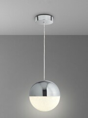 Searchlight Lexi Chrome & Crushed Ice Effect Globe Ceiling Light Pendant - Image 1 of 2
