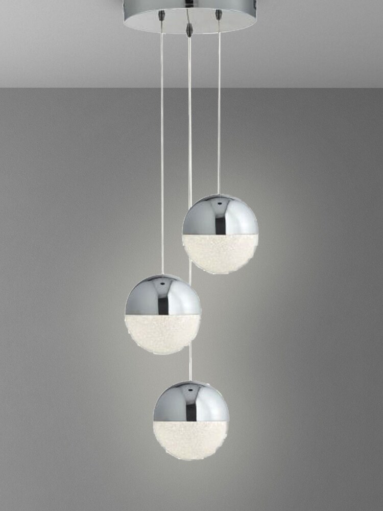 Searchlight Lexi 3 Light Crushed Ice Effect Multi Drop Ceiling Light Pendant - Image 1 of 2 Searchlight Lexi 3 Light Crushed Ice Effect Multi Drop Ceiling Light Pendant - Image 1 of 2
