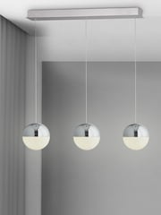 Searchlight Lexi 3 Light Chrome & Crushed Ice Effect Ceiling Light Bar Pendant - Image 1 of 2