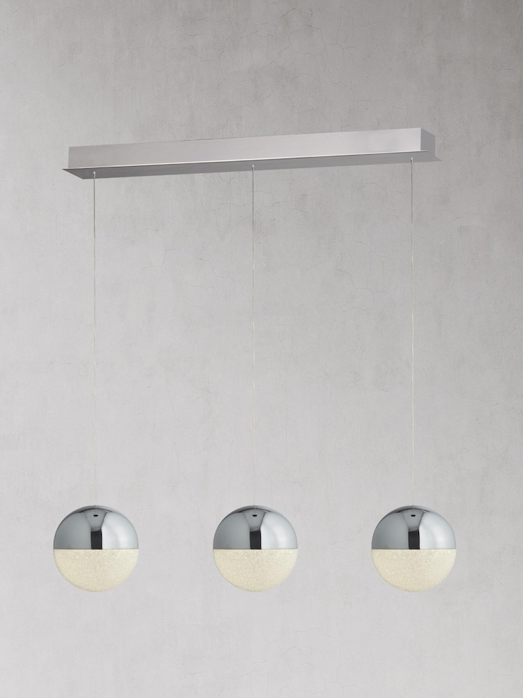 Searchlight Lexi 3 Light Chrome & Crushed Ice Effect Ceiling Light Bar Pendant - Image 2 of 2
