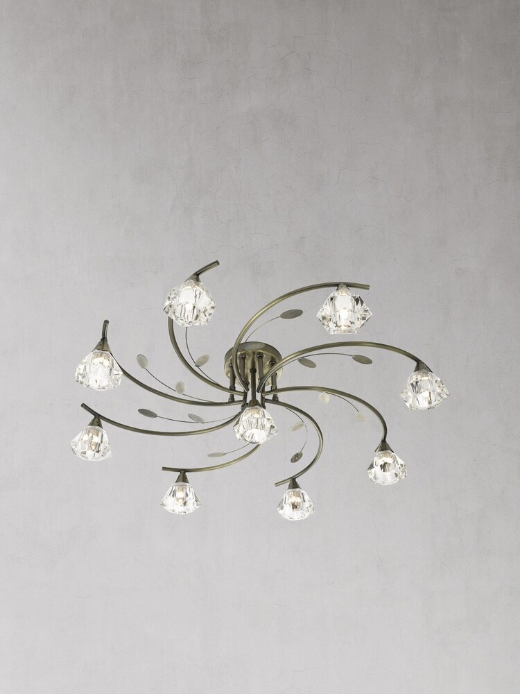 Searchlight Nanti 9 Light Antique Brass Semi-Flush Ceiling Light - Image 1 of 2
