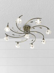 Searchlight Nanti 9 Light Antique Brass Semi-Flush Ceiling Light - Image 2 of 2