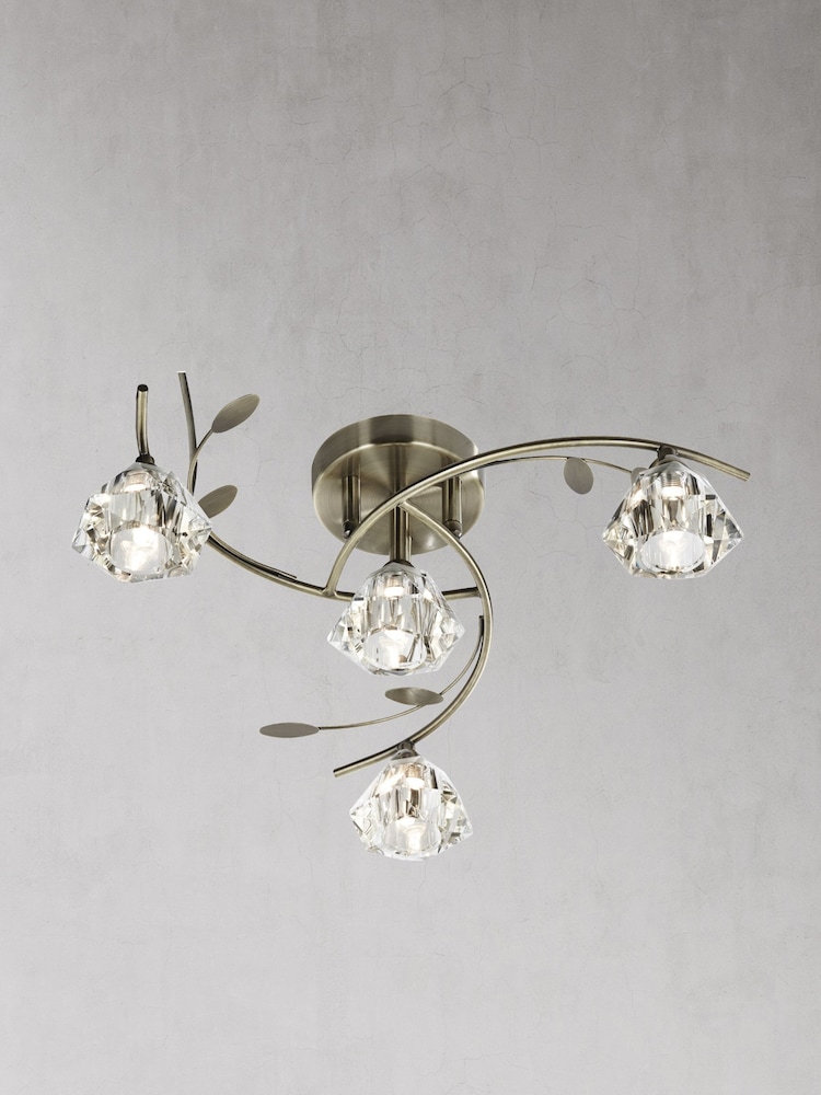 Searchlight Nanti  4 Light Antique Brass Semi-Flush Ceiling Light - Image 1 of 2