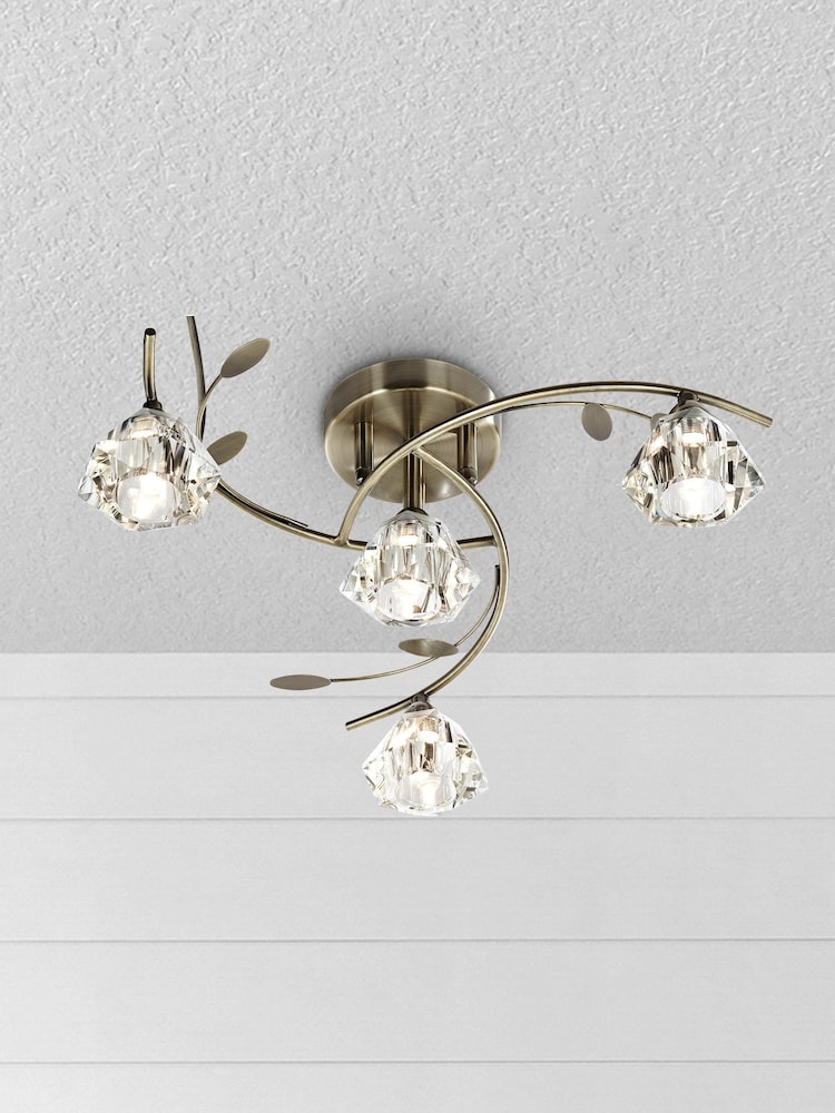 Searchlight Nanti  4 Light Antique Brass Semi-Flush Ceiling Light - Image 2 of 2