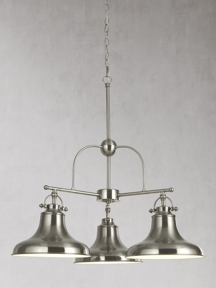 Searchlight Helix 3 Light Satin Silver Industrial Style Ceiling Light Pendant - Image 2 of 2