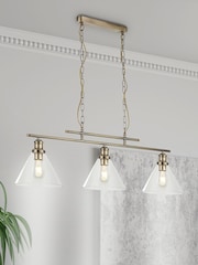 Searchlight Entwine 3 Light Antique Brass & Glass Bar Ceiling Light Pendant - Image 1 of 2