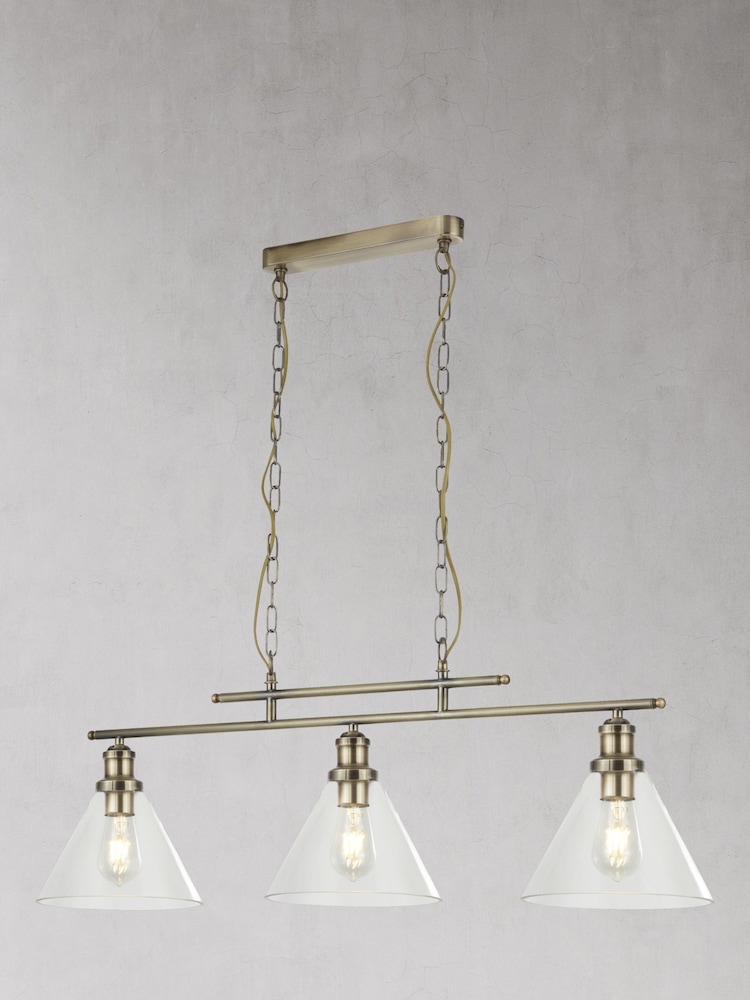 Searchlight Entwine 3 Light Antique Brass & Glass Bar Ceiling Light Pendant - Image 2 of 2