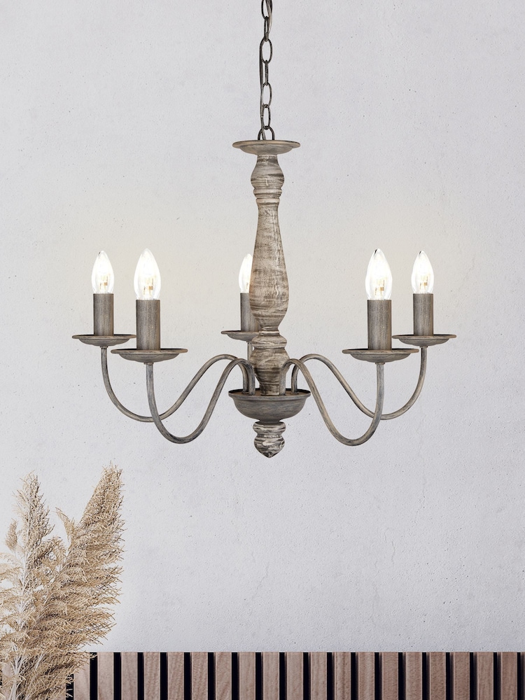 Searchlight Esme 5 Light Grey Ceiling Light - Image 1 of 2