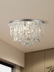 Searchlight Yasmin 6 Light Chrome & Crystal Flush Ceiling Light - Image 1 of 4