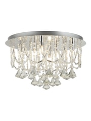 Searchlight Yasmin 6 Light Chrome & Crystal Flush Ceiling Light - Image 2 of 4
