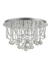 Searchlight Yasmin 6 Light Chrome & Crystal Flush Ceiling Light - Image 3 of 4