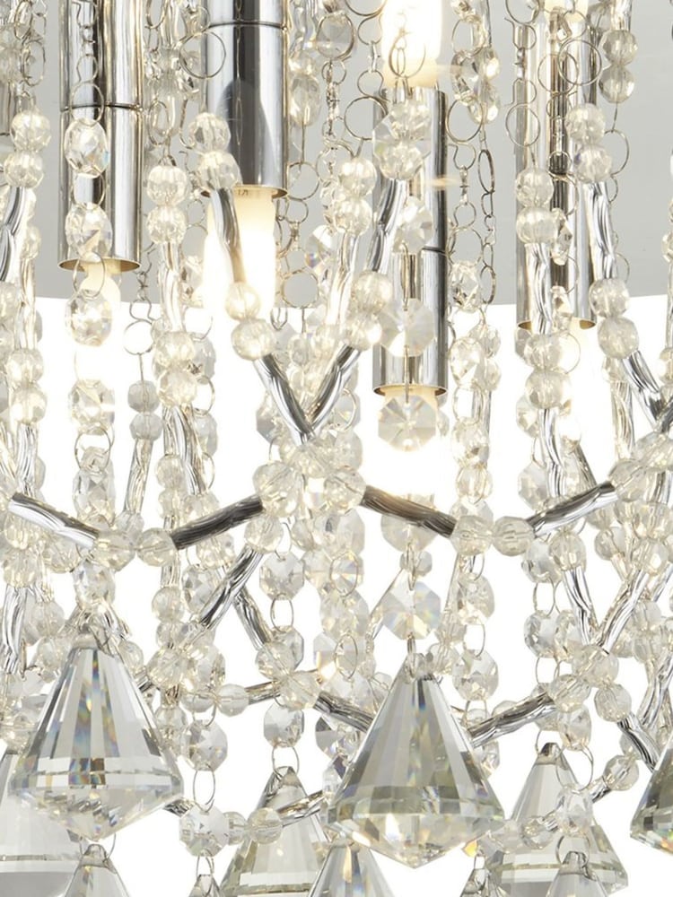Searchlight Yasmin 6 Light Chrome & Crystal Flush Ceiling Light - Image 4 of 4