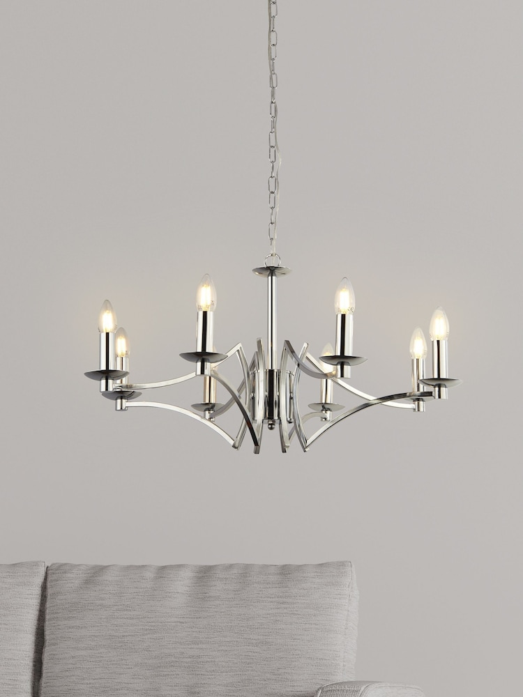 Searchlight Delilah 8 Light Chrome Ceiling Light - Image 1 of 2 Searchlight Delilah 8 Light Chrome Ceiling Light - Image 1 of 2