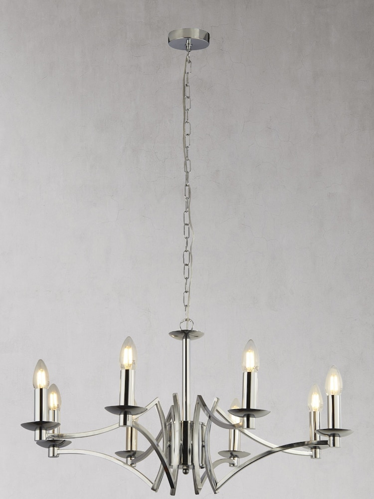 Searchlight Delilah 8 Light Chrome Ceiling Light - Image 2 of 2 Searchlight Delilah 8 Light Chrome Ceiling Light - Image 2 of 2