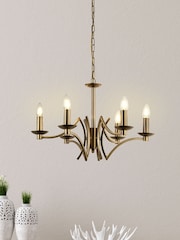 Searchlight Delilah 6 Light Antique Brass Ceiling Light - Image 1 of 2