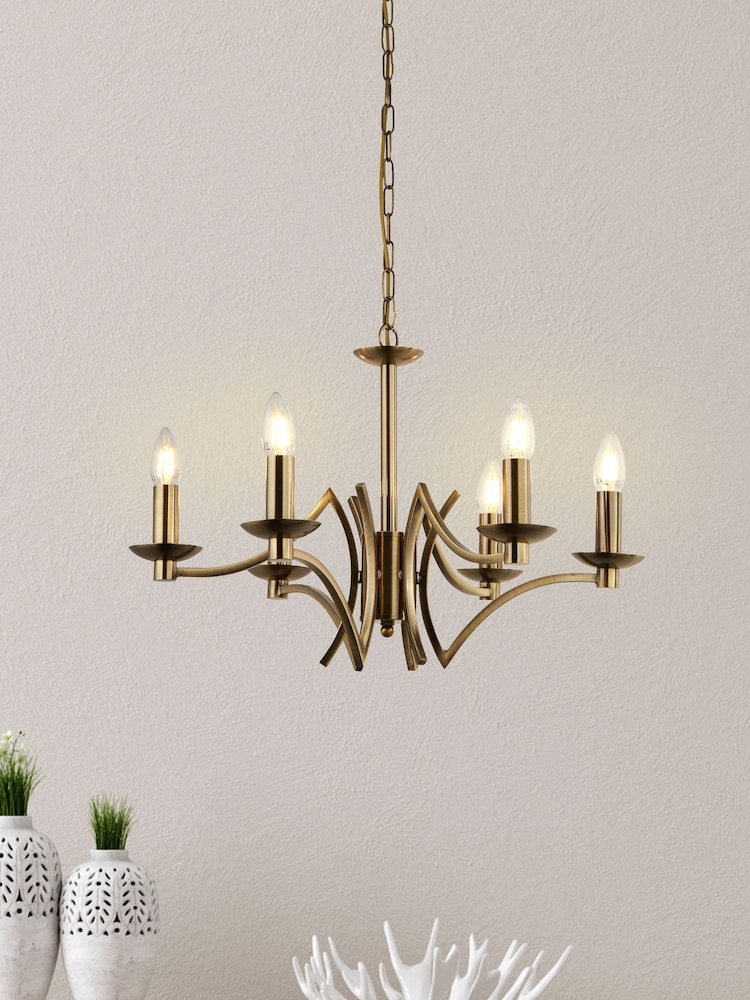 Searchlight Delilah 6 Light Antique Brass Ceiling Light - Image 1 of 2