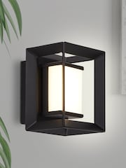 Searchlight Bowe Rectangular Black & White LED Wall Light - Image 1 of 2
