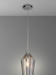 Searchlight Emory Chrome & Smoked Glass Ceiling Light Pendant - Image 1 of 2