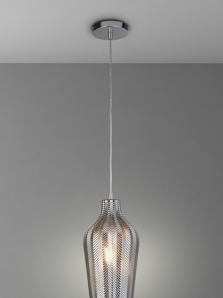 Searchlight Emory Chrome & Smoked Glass Ceiling Light Pendant - Image 1 of 2