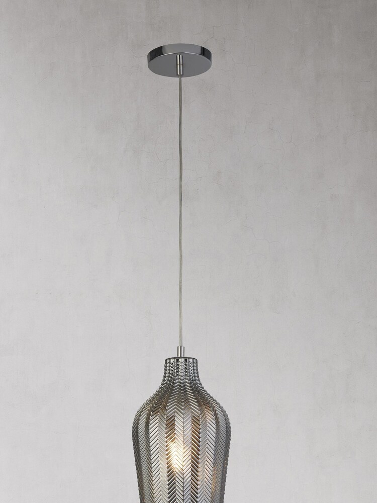 Searchlight Emory Chrome & Smoked Glass Ceiling Light Pendant - Image 2 of 2