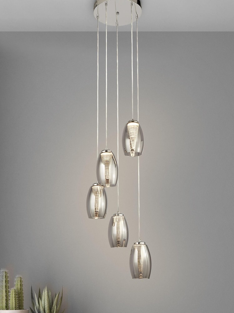 Searchlight Giana 5 Light Smoked Glass Multi Drop Ceiling Light Pendant - Image 1 of 2
