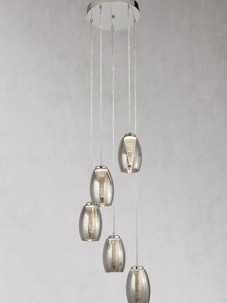 Searchlight Giana 5 Light Smoked Glass Multi Drop Ceiling Light Pendant - Image 2 of 2