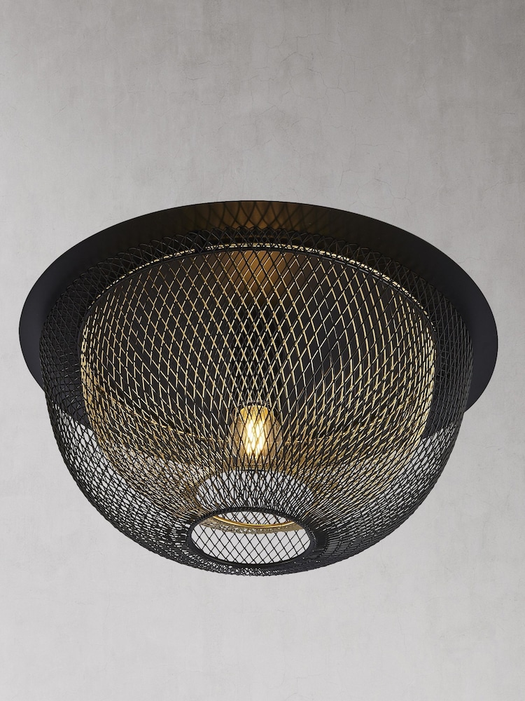 Searchlight Galen Black Mesh Flush Ceiling Light - Image 2 of 2