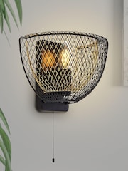 Searchlight Galen Matt Black Layered Mesh Wall Light - Image 1 of 2