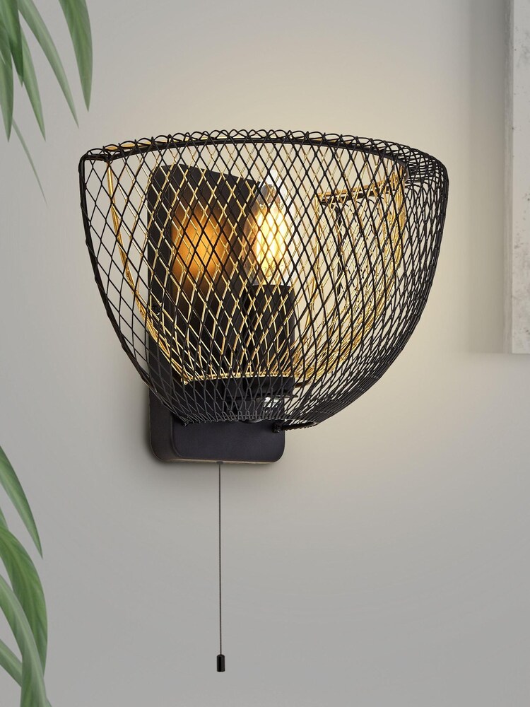 Searchlight Galen Matt Black Layered Mesh Wall Light - Image 1 of 2