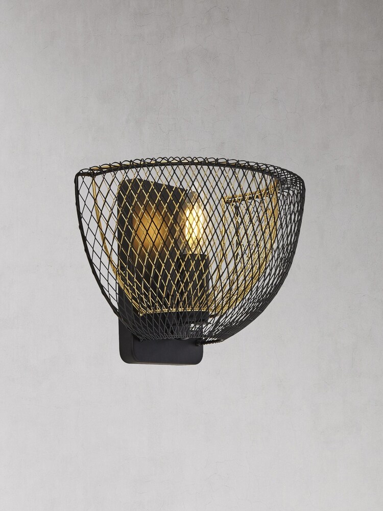 Searchlight Galen Matt Black Layered Mesh Wall Light - Image 2 of 2