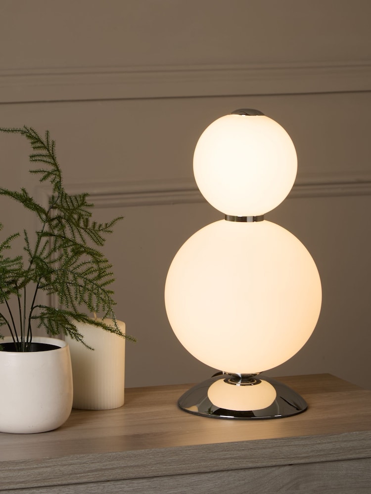 Searchlight Acre 2 Light Chrome Table Lamp - Image 1 of 2