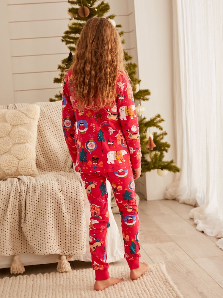 Red Christmas Printed Long Sleeve Pyjamas (9mths-12yrs) - Image 2 of 5 Red Christmas Printed Long Sleeve Pyjamas (9mths-12yrs) - Image 2 of 5