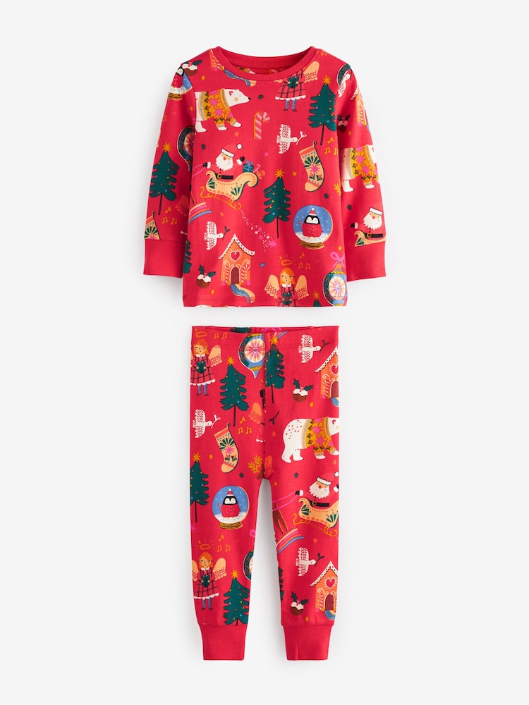 Red Christmas Printed Long Sleeve Pyjamas (9mths-12yrs) - Image 3 of 5
