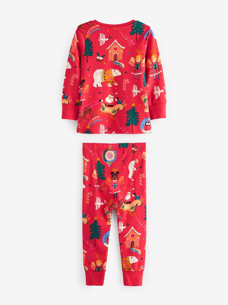 Red Christmas Printed Long Sleeve Pyjamas (9mths-12yrs) - Image 4 of 5