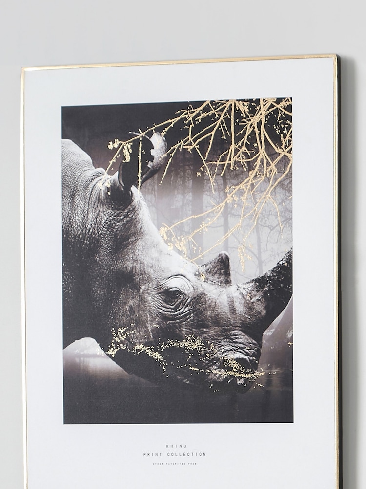Pacific Black Mono Rhino Print With Black Frame - Image 1 of 5