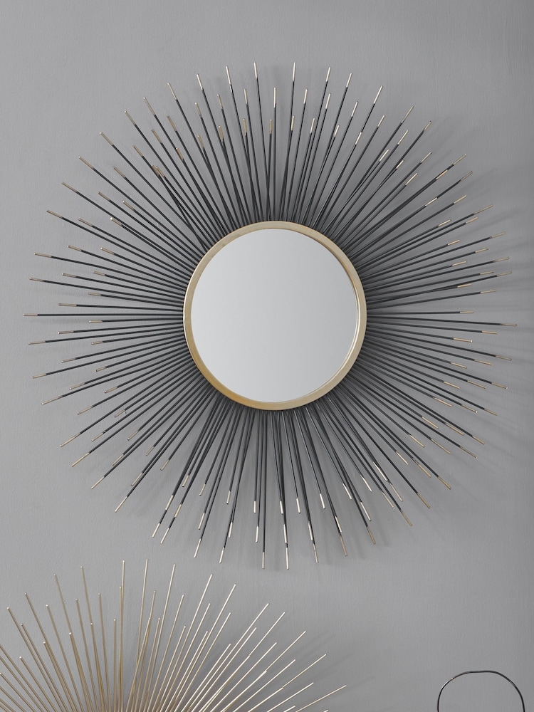 Pacific Black Starburst Round Wall Mirror - Image 1 of 3