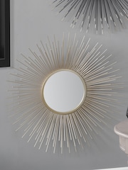 Pacific Gold Starburst Round Wall Mirror - Image 1 of 4