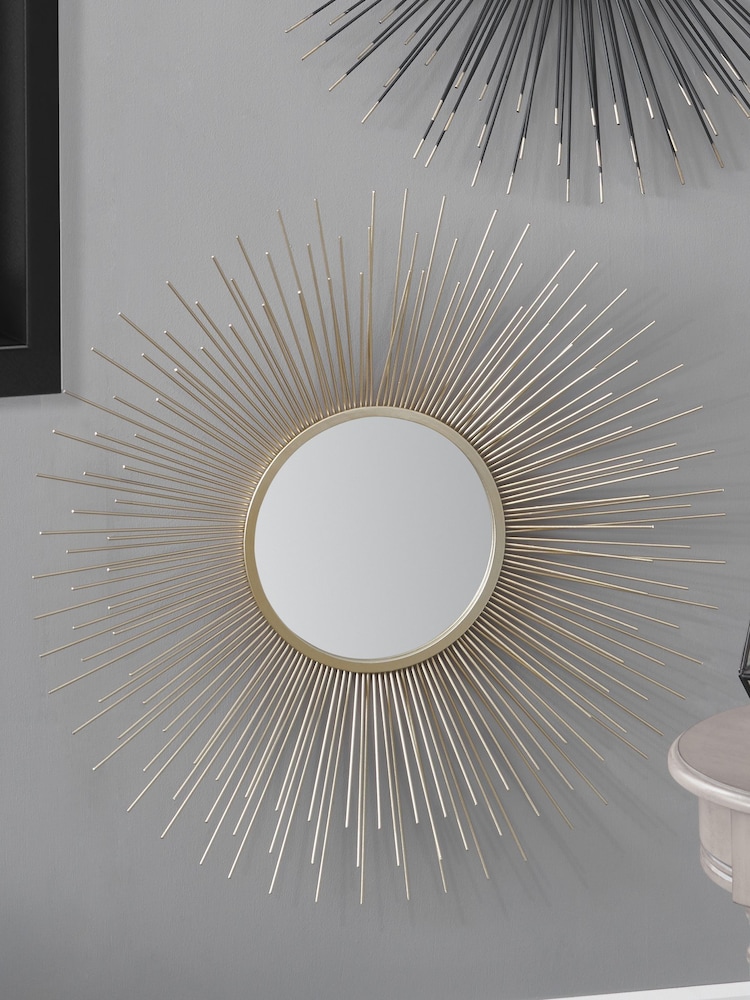 Pacific Gold Starburst Round Wall Mirror - Image 1 of 4